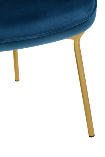 Blue Velvet Chair with Gold Finish Tapered Legs