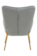 Grey Velvet Chair with Gold Finish Tapered Legs