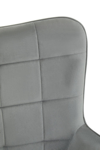 Grey Velvet Chair with Gold Finish Tapered Legs