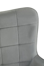 Grey Velvet Chair with Gold Finish Tapered Legs
