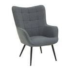 Grey Fabric Armchair with Square Tufted Backrest
