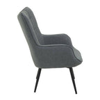 Grey Fabric Armchair with Square Tufted Backrest