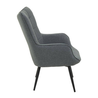 Grey Fabric Armchair with Square Tufted Backrest