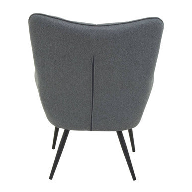 Grey Fabric Armchair with Square Tufted Backrest