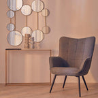 Grey Fabric Armchair with Square Tufted Backrest
