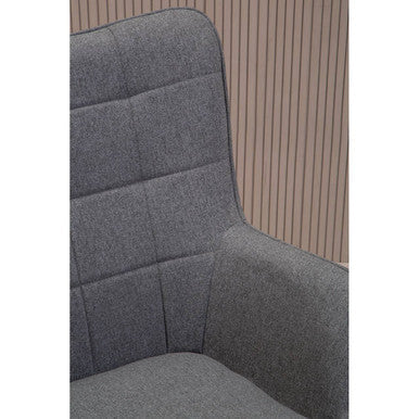 Grey Fabric Armchair with Square Tufted Backrest