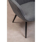 Grey Fabric Armchair with Square Tufted Backrest
