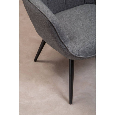 Grey Fabric Armchair with Square Tufted Backrest