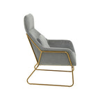 Grey Velvet Armchair with Gold Metal Legs