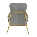 Grey Velvet Armchair with Gold Metal Legs