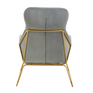 Grey Velvet Armchair with Gold Metal Legs