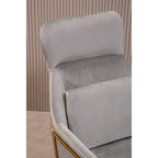 Grey Velvet Armchair with Gold Metal Legs