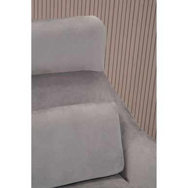 Grey Velvet Armchair with Gold Metal Legs