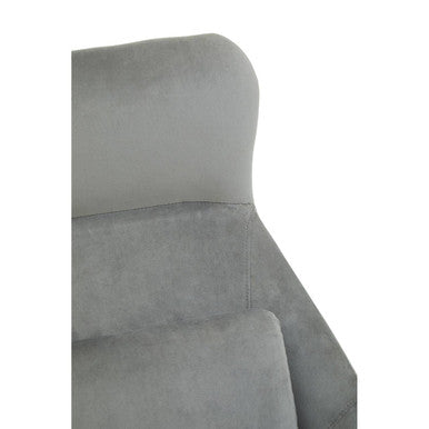 Grey Velvet Armchair with Gold Metal Legs