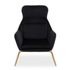 Black Velvet Armchair with Gold Metal Legs