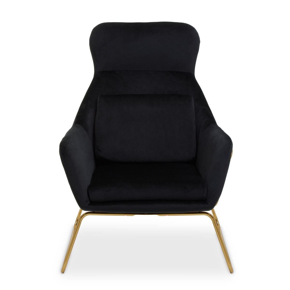 Black Velvet Armchair with Gold Metal Legs