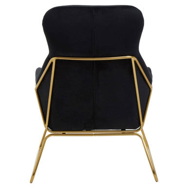 Black Velvet Armchair with Gold Metal Legs