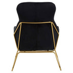 Black Velvet Armchair with Gold Metal Legs