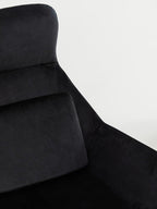 Black Velvet Armchair with Gold Metal Legs