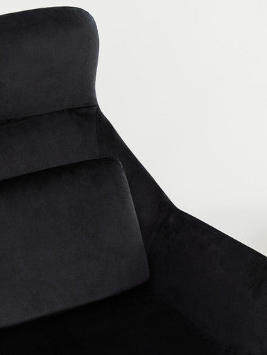 Black Velvet Armchair with Gold Metal Legs