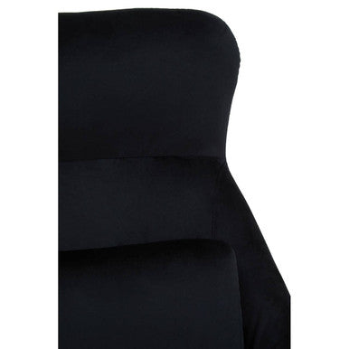 Black Velvet Armchair with Gold Metal Legs