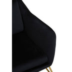 Black Velvet Armchair with Gold Metal Legs