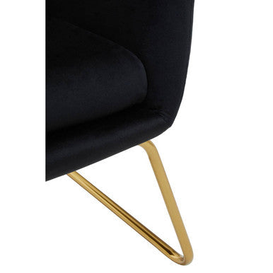 Black Velvet Armchair with Gold Metal Legs