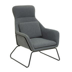Grey Fabric Chair with Black Metal Legs