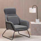 Grey Fabric Chair with Black Metal Legs