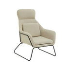 Natural Fabric Chair with Black Metal Frame