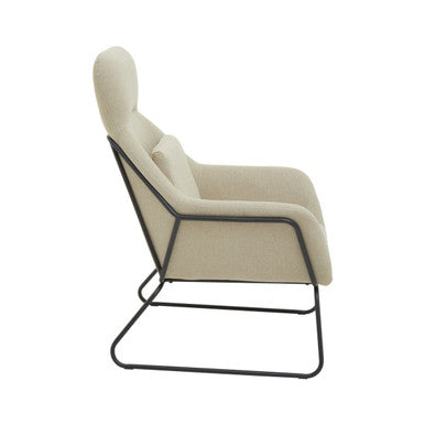 Natural Fabric Chair with Black Metal Frame