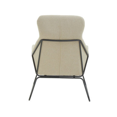 Natural Fabric Chair with Black Metal Frame