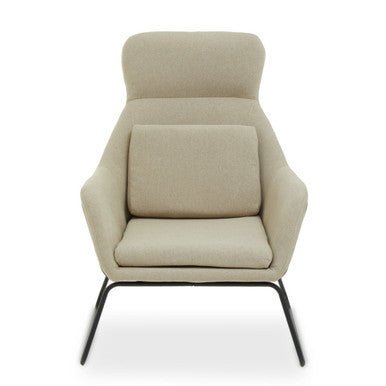 Natural Fabric Chair with Black Metal Frame