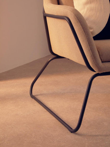 Natural Fabric Chair with Black Metal Frame