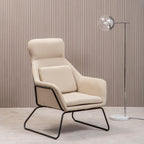 Natural Fabric Chair with Black Metal Frame