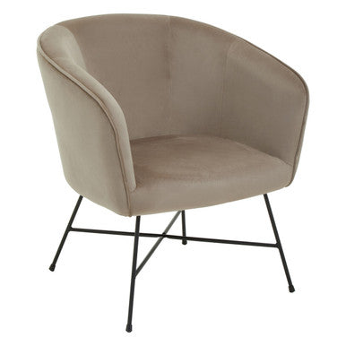Mink Velvet Accent Chair with Wood Frame