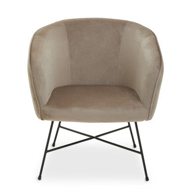 Mink Velvet Accent Chair with Wood Frame