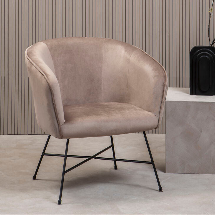 Mink Velvet Accent Chair with Wood Frame