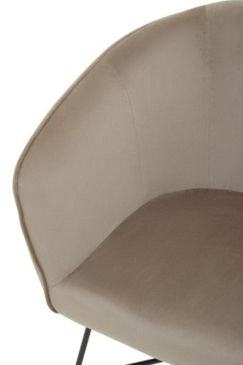 Mink Velvet Accent Chair with Wood Frame