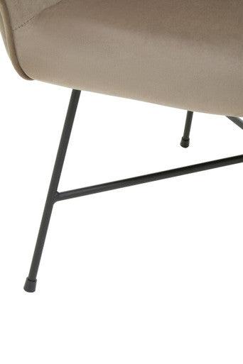 Mink Velvet Accent Chair with Wood Frame