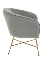 Grey Velvet Accent Chair with Gold Finish Legs