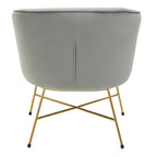 Grey Velvet Accent Chair with Gold Finish Legs