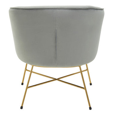 Grey Velvet Accent Chair with Gold Finish Legs