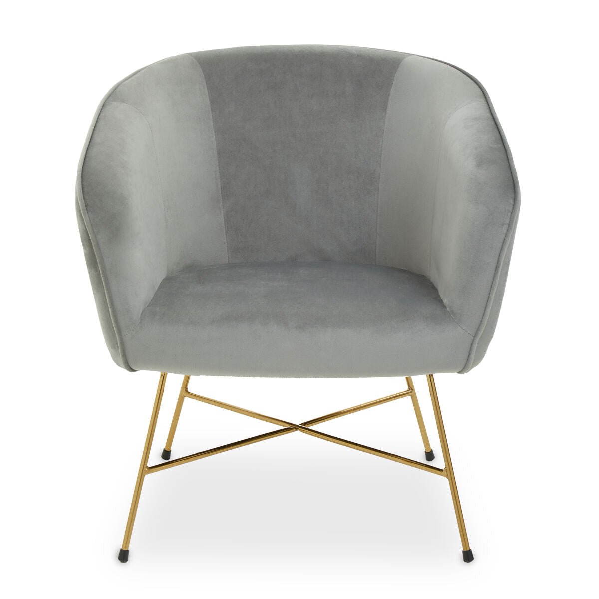 Grey Velvet Accent Chair with Gold Finish Legs