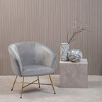 Grey Velvet Accent Chair with Gold Finish Legs