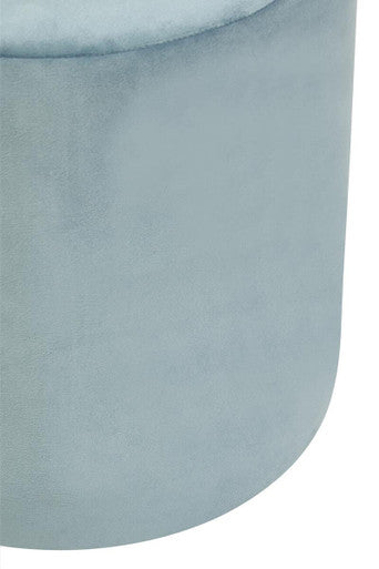 Blue Velvet Pouffe with Footrest