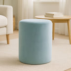 Blue Velvet Pouffe with Footrest