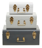 Set of Three Assorted Grey Storage Trunks