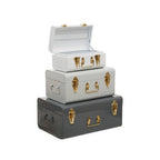 Set of Three Assorted Grey Storage Trunks