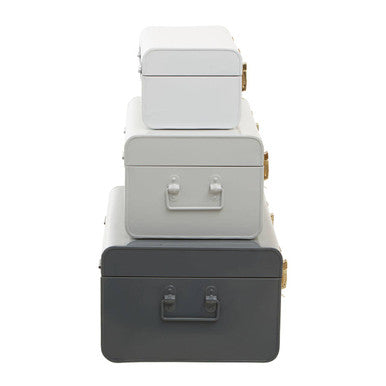 Set of Three Assorted Grey Storage Trunks